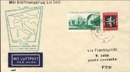 1958-Germania DDR I^volo Lufthansa Francoforte Roma Del 14 Luglio Annullo Di Hal - Storia Postale