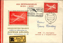 1958-Autriche Osterreich Austria Raccomandata Volo AUA Vienna Roma Del 28 Giugno - Other & Unclassified
