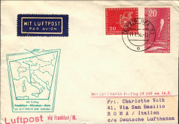 1958-Germania Cat.Pellegrini N.870 Euro85, Francoforte Roma I^volo Lufthansa Del - Brieven En Documenten