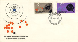 1971-Nuova Zelanda S.2v."Apertura Della Stazione Terrestre Delle Telecomunicazio - Storia Postale