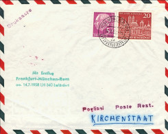 1958-Germania I^volo Francoforte Monaco Vaticano Lufthansa LH340 Del 14 Luglio - Storia Postale