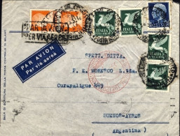 1938-bollo Rosso Deutsche Luftpost Europa SudAmerica Affr. L.1,25+coppia L.1,75  - Marcophilia