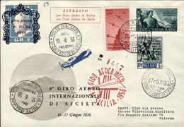 1956-San Marino Aerogramma Cat.Pellegrini N.680 Euro80, 8^ Giro Aereo Internaz.  - Luchtpost