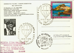 1979-cartolina Mongolfiera Italia Bollo Amaranto Posta Con Pallone Mongolfiera S - Luftpost