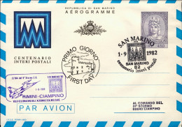 1982-San Marino Aerogramma "volo Celebrativo Dell'aeronautica Militare Rimini Ci - Luchtpost
