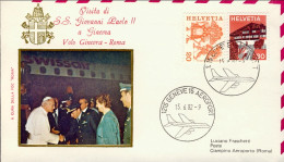 1982-Svizzera S.S. Giovanni Paolo II^visita A Ginevra Volo Ginevra Roma Con Alit - Erst- U. Sonderflugbriefe