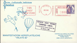 1982-manifestazione Aerofilateliche Velate '82 Con Affrancatura Meccanica Rossa  - Maschinenstempel (EMA)