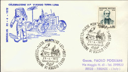 1972-busta Illustrata+cachet Celebrazione VI Viaggio Terra Luna Moncalvo (AT) - 1971-80: Marcophilie