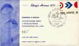 1971-busta Illustrata Maggio Aronese Manifestazione Aerea E Paracadutistica Inte - Manifestations