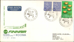 1977-Finlandia I^volo Della Finnair Helsinki Roma Del 3 Aprile - Covers & Documents