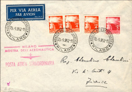 1952-busta Affr. Con Quattro L.4 Democratica Annullo E Cachet Rosso Milano Mostr - 1946-60: Marcophilia