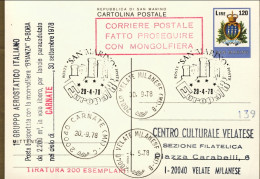 1978-San Marino Aerogramma Cartolina Postale L.120 Con Bollo Lineare Posso Trasp - Luchtpost