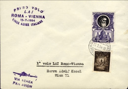 Vaticano-1954 I^volo LAI Linee Aeree Italiane Roma-Vienna Del19 Luglio Cat.Pelle - Luftpost