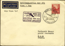 1958-Germania DDR Cartolina I^volo AUA 1 Vienna Roma Del 28 Giugno (60 Pezzi Tra - Lettres & Documents