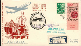 1957-Israele Cat.Pellegrini N.771 Euro 110, I^volo Alitalia Lydda Roma Del 3 Nov - Luchtpost