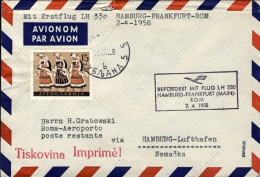 1958-Jugoslavia Cat.Pellegrini N.817 Euro 75, I^volo Lufthansa Hamburg Frankfurt - Poste Aérienne