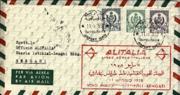 1958-Libia Cat.Pellegrini N.839 Euro 60, Bollo Rosso Alitalia I^volo Tripoli Ben - Libya