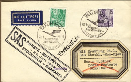 1958-Germania DDR, Cat.Pellegrini N.784 Euro 90, I^volo SAS Stockholm Djakarta F - Covers & Documents