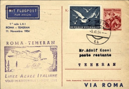 1954-Autriche Osterreich Austria Cat.Pellegrini N.625 Euro 160, I^volo Roma Tehe - Autres & Non Classés