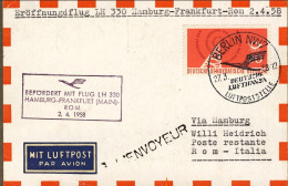 1958-Germania DDR Cartolina I^volo Amburgo Roma Del 2 Aprile Con Affrancatura De - Briefe U. Dokumente