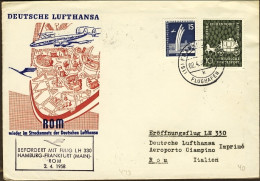 1958-Germania Occidentale I^volo Francoforte Roma Del 2 Aprile - Lettres & Documents