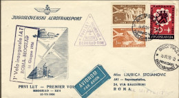 1956-Jugoslavia Cat.Pellegrini N.677 Euro 90, I^volo IAT Belgrado Roma Del 16 Gi - Aéreo