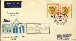 1958-Germania Cat.Pellegrini N.811 Euro 75, Amburgo Francoforte Roma I^volo Luft - Covers & Documents