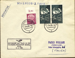 1958-Germania Occidentale I^volo Amburgo Roma Del 2 Aprile - Storia Postale