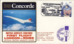 1982-Gran Bretagna Ufficiale British Airways Concorde I^volo Londra Roma Del 12  - 1981-90: Marcophilie