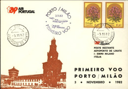 1982-Portogallo Ufficiale I^volo TAP Porto-Milano Del 3 Novembre - Covers & Documents