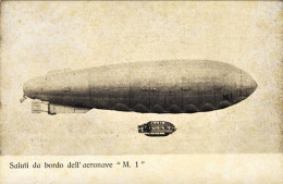 1919-cartolina Aeropostale Per Il Dirigibile Della R.Marina M 1 "Saluti Da Bordo - Luchtschepen
