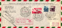 1950-San Marino Aerogramma Raccomandata I^volo Postale Con Elicottero Trieste-Sa - Storia Postale