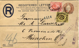 1911-Gran Bretagna Busta Raccomandata Diretta In Germania Affrancata 1p.rosso+3p - Other & Unclassified