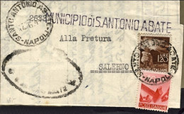 1947-piego Municipale Affrancato 80c.+L.1,20 Democratica Cat.Sassone Euro 50 Ann - 1946-60: Marcophilia