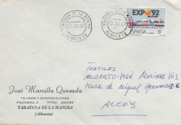 TARAZONA DE LA MANCHA ALBACETE CC SELLO EXPO 92 - Storia Postale