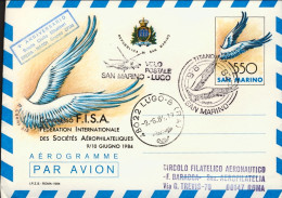 1984-San Marino Aerogramma Biglietto Postale Aereo L.550 Soprastampato Congresso - Luchtpost