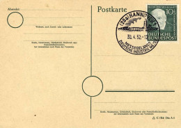 1952-Germania Cartolina Postale Affrancata 10+3p.Bodelschwing Annullo Della Fier - Brieven En Documenten