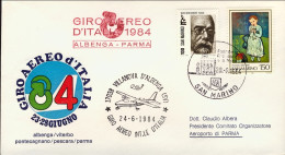 1984-San Marino Aerogramma Giro Aereo Internazionale D'Italia 23-28 Giugno Tappa - Poste Aérienne