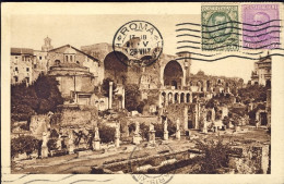 1929-cartolina Roma Foro Romano Basilica Di Costantino E Il Tempio Di Romolo Dir - Marcophilie