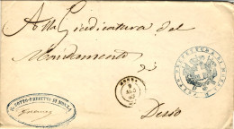 1863-lettera In Franchigia Annullo A Doppio Cerchio Di Monza 9 Ago. 63 E Bollo C - Marcophilia