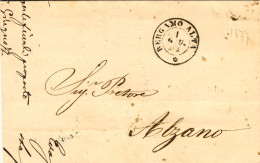 1877-lettera In Franchigia Annullo A Doppio Cerchio Di Bergamo Alta Al Verso Tra - Marcophilie