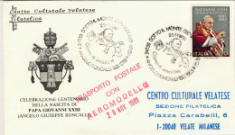 1981-celebrazioni Centenario Della Nascita Di Papa Giovanni XXIII, Trasporto Pos - 1981-90: Poststempel