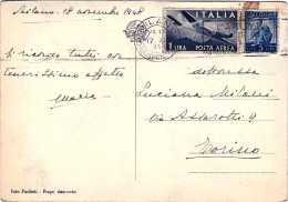 1948-cartolina Milano Duomo-nuova Porta Di Bronzo Con Affrancatura Composta Da L - 1946-60: Marcophilia