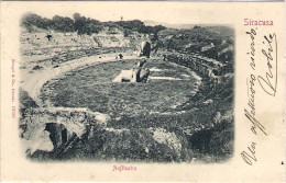 1902-"Siracusa,l'anfiteatro In Bianco E Nero" Affrancata 2c.floreale - Siracusa