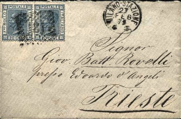 1873-busta Affrancata Coppia 20c.azzurro Vittorio Emanuele II - Poststempel