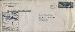 1939-U.S.A. I^volo FAM 18 New York-Azzorre Affr. Posta Aerea 30c.azzurro Globo A - 1c. 1918-1940 Briefe U. Dokumente