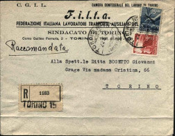 1947-lettera Raccomandata Intestata "F.I.L.T.A.-federazione Italiana Lavoratori  - 1946-60: Marcophilia