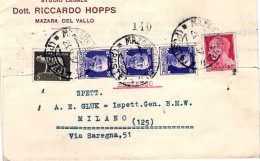 1937-piego Espresso Intestato Affrancato Con 5c.+20c.(intaccato Da Spillo)+stris - Marcophilie