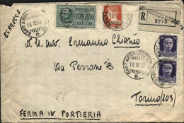 1942-lettera Raccomandata Espresso Affrancata Coppia 50c.+L.1,75 Imperiale+espre - Marcophilie