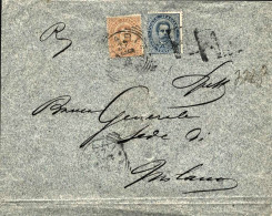 1892-busta Affrancata 10c.arancio (difettoso)+25c.azzurro Umberto I Con Annullo  - Storia Postale